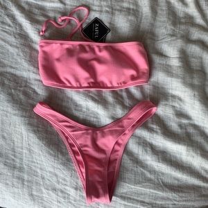 Pink Zaful strapless bikini